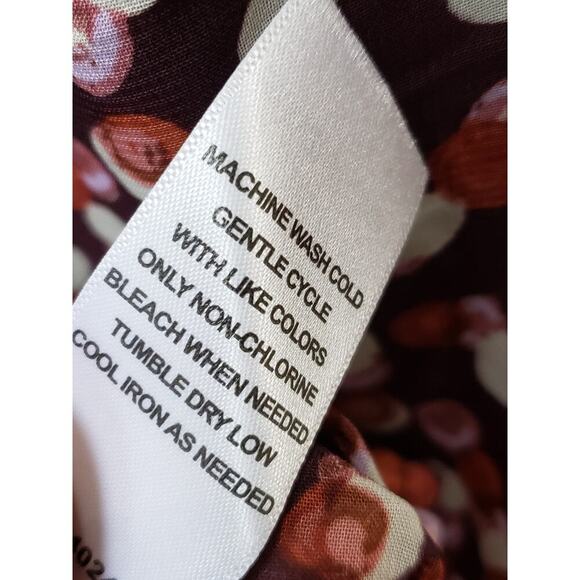 Eloquii Blouse Top Women 22 Patterned Pleated Mock Neck Long Sleeve Button Front - Picture 5 of 13